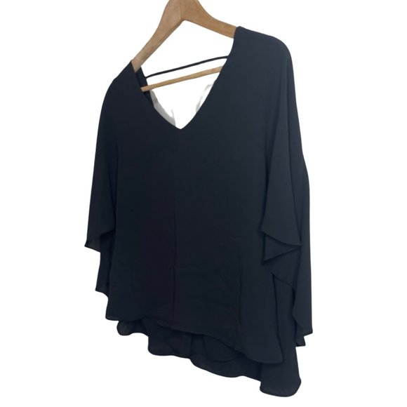 BCBG Max Azria Black Cape Blouse Size XXS - Picture 4 of 9